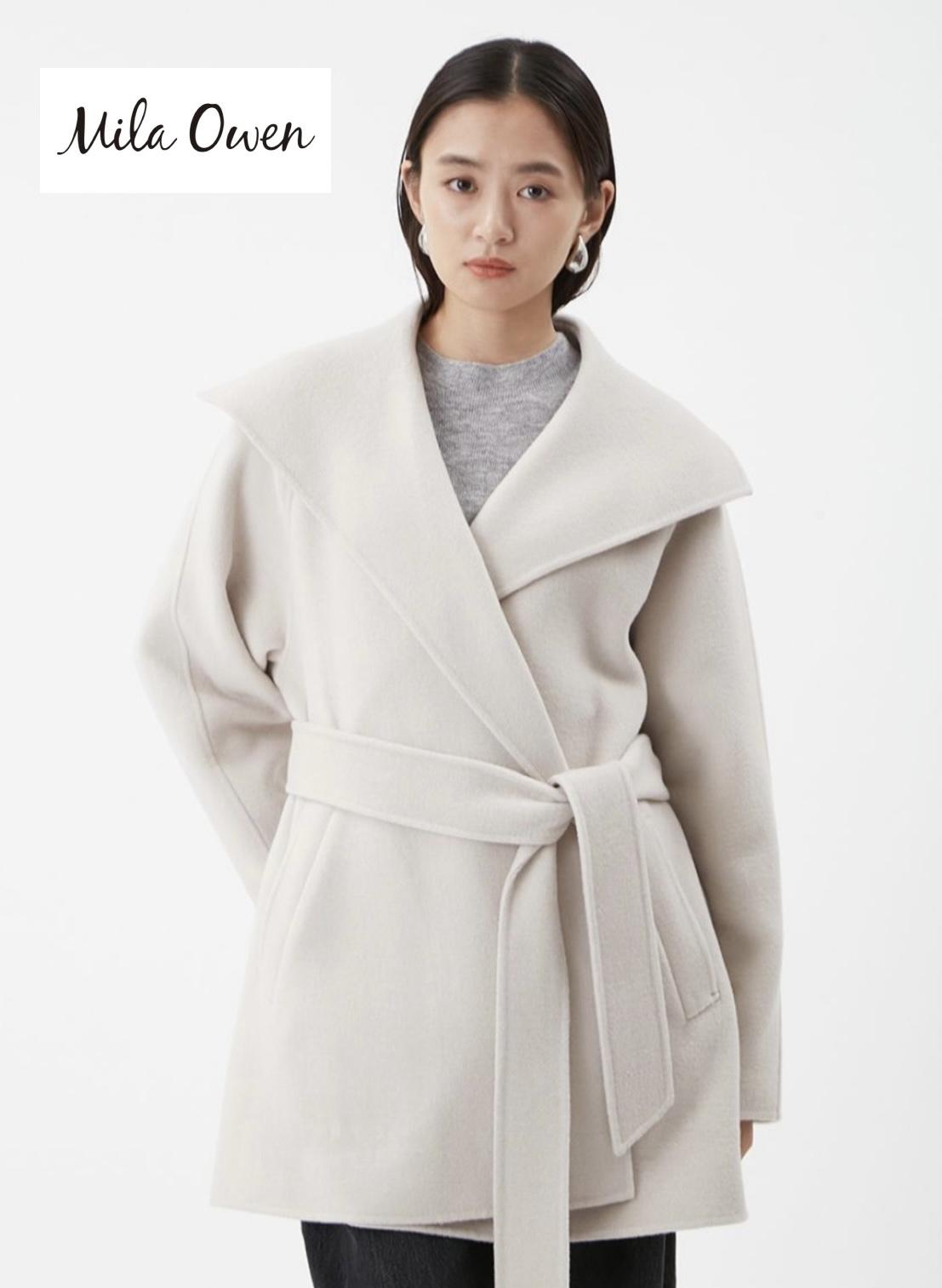 Mila Owen】 共ベルト付きビックカラーミディ丈コート｜ひらかた店